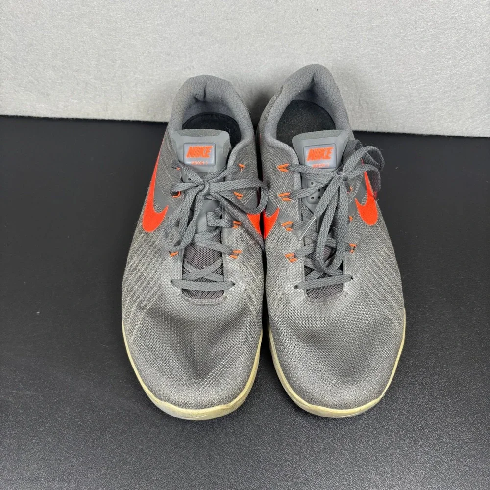 Nike Mens Metcon 3 Training Shoes Gray Orange 852928-007 Mens 10.5 Crossfit